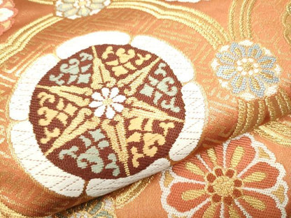 平和屋着物●六通柄袋帯　唐織　吉祥花文　金糸　正絹　逸品　CAAY2424hy