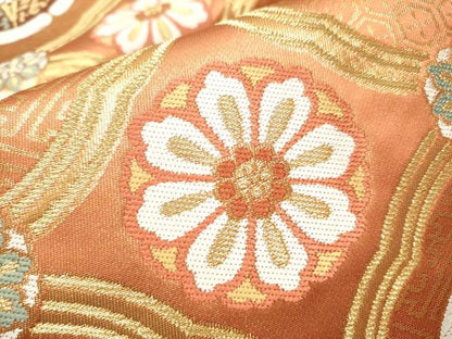 平和屋着物●六通柄袋帯　唐織　吉祥花文　金糸　正絹　逸品　CAAY2424hy