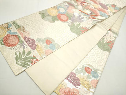 平和屋着物●六通柄袋帯 花鳥文 金銀糸 正絹 逸品 CAAY2427hy