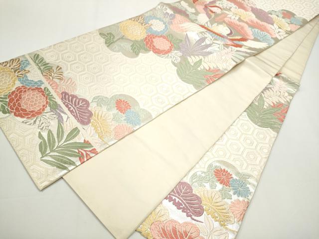 平和屋着物●六通柄袋帯 花鳥文 金銀糸 正絹 逸品 CAAY2427hy