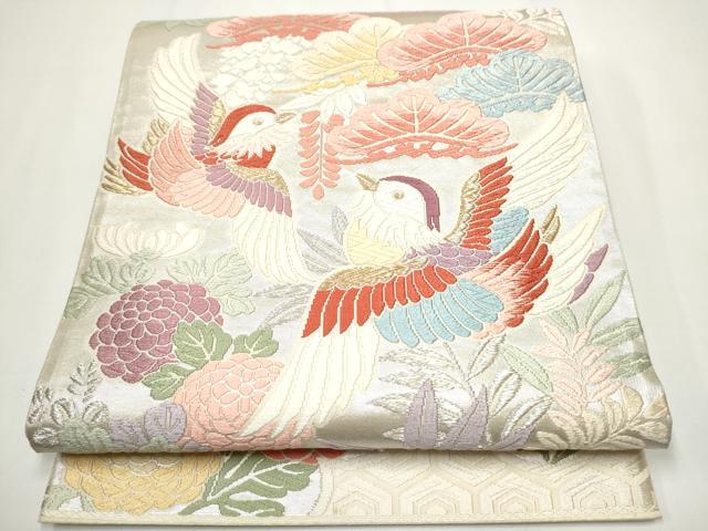 平和屋着物●六通柄袋帯 花鳥文 金銀糸 正絹 逸品 CAAY2427hy