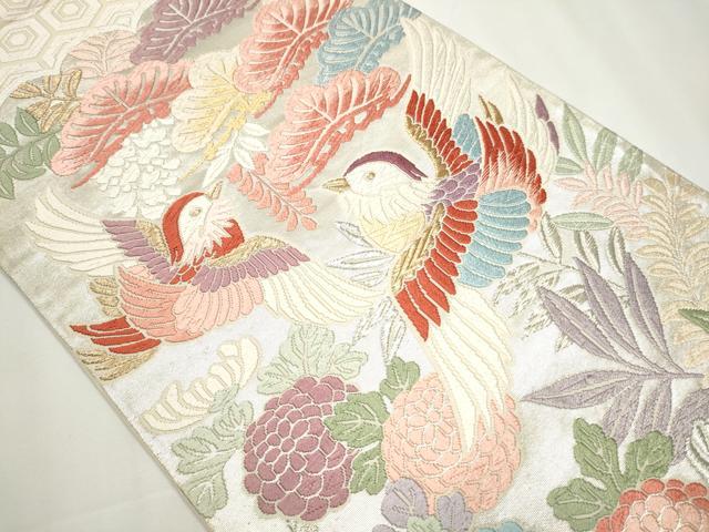 平和屋着物●六通柄袋帯 花鳥文 金銀糸 正絹 逸品 CAAY2427hy