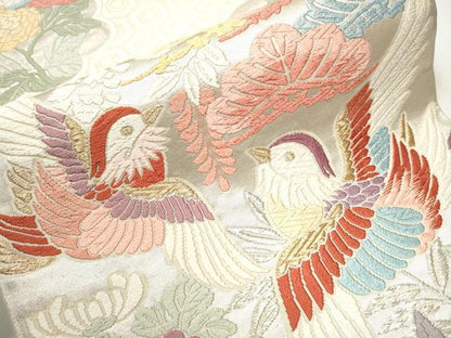 平和屋着物●六通柄袋帯 花鳥文 金銀糸 正絹 逸品 CAAY2427hy