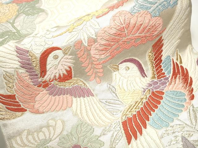 平和屋着物●六通柄袋帯 花鳥文 金銀糸 正絹 逸品 CAAY2427hy