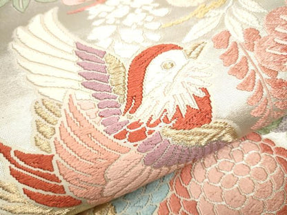 平和屋着物●六通柄袋帯 花鳥文 金銀糸 正絹 逸品 CAAY2427hy