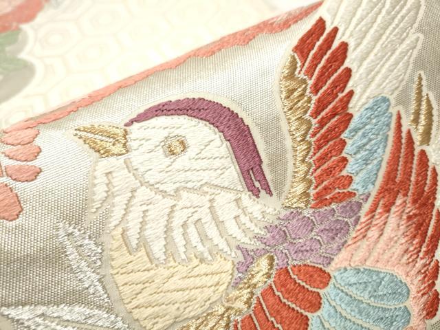 平和屋着物●六通柄袋帯 花鳥文 金銀糸 正絹 逸品 CAAY2427hy