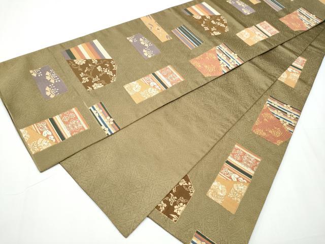 平和屋着物●六通柄袋帯　公家有職文　金糸　正絹　逸品　CAAY2431hy