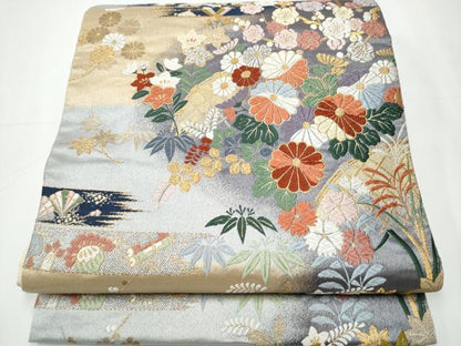 平和屋着物●六通柄袋帯 唐織 百花能衣文 金銀糸 正絹 逸品 CAAY2439hy