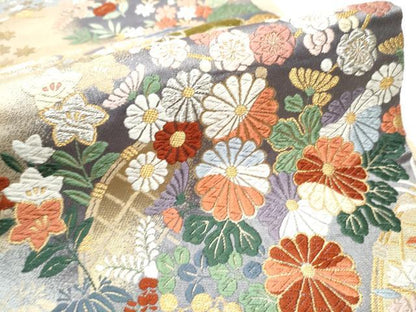 平和屋着物●六通柄袋帯 唐織 百花能衣文 金銀糸 正絹 逸品 CAAY2439hy