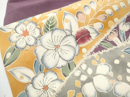 平和屋着物●九寸名古屋帯　作家物　絞り　草花文　鬼しぼ縮緬　正絹　逸品　CAAY2449hy