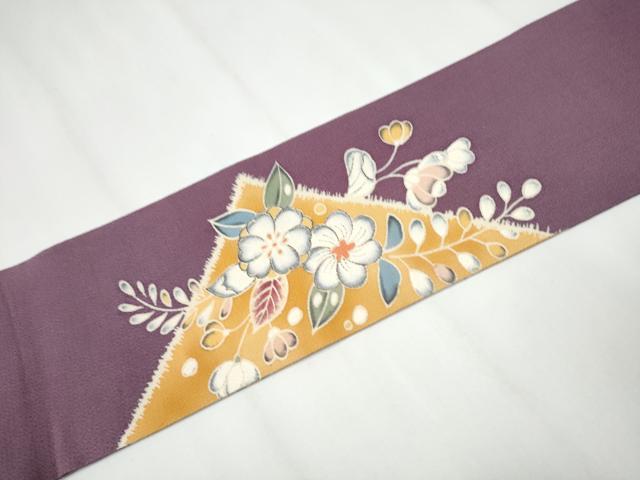 平和屋着物●九寸名古屋帯　作家物　絞り　草花文　鬼しぼ縮緬　正絹　逸品　CAAY2449hy