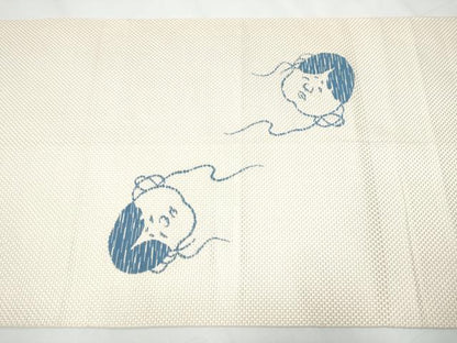 平和屋着物●希少 本場筑前博多織 森山虎雄作 八寸名古屋帯 霞文 お面 正絹 逸品 CAAY2457hy