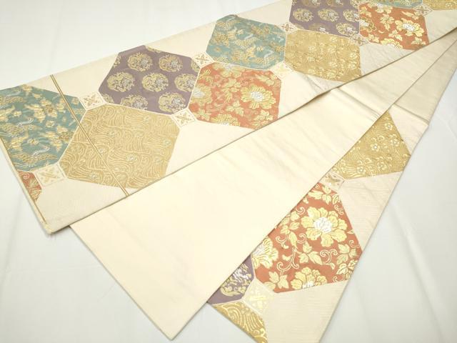 平和屋着物●六通柄袋帯　飛鶴花唐草文　金銀糸　正絹　逸品　CAAY2466hy