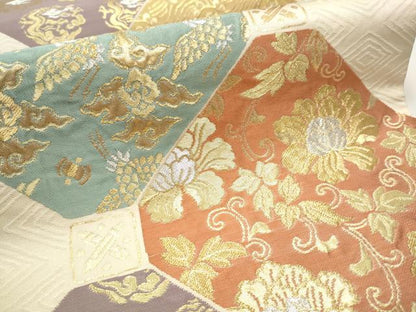 平和屋着物●六通柄袋帯　飛鶴花唐草文　金銀糸　正絹　逸品　CAAY2466hy