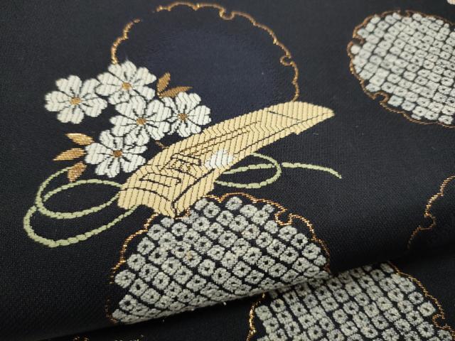 平和屋着物●西陣 両面 六通柄袋帯 雪輪楽器舞花文 金糸 正絹 逸品 CAAY2482hy