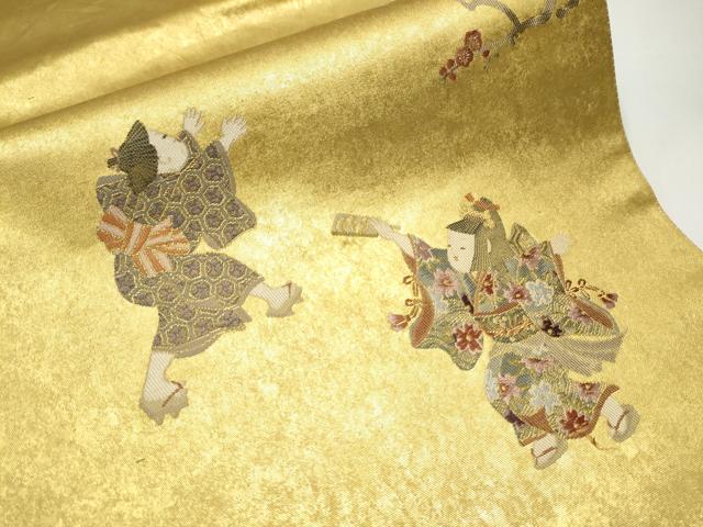 平和屋着物●太鼓柄袋帯 暁月 羽根つき 本金箔 正絹 逸品 CAAY2512hy