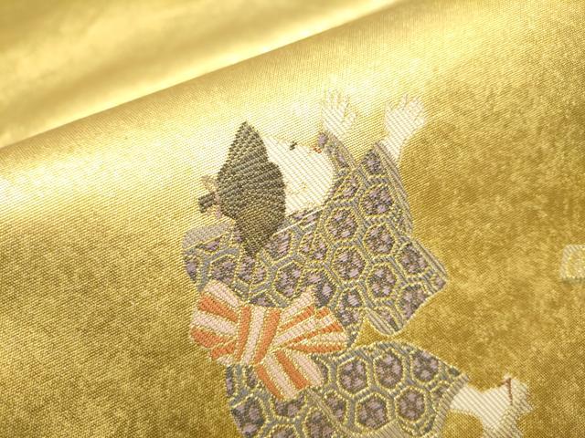 平和屋着物●太鼓柄袋帯 暁月 羽根つき 本金箔 正絹 逸品 CAAY2512hy