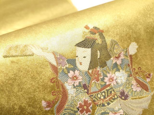 平和屋着物●太鼓柄袋帯 暁月 羽根つき 本金箔 正絹 逸品 CAAY2512hy
