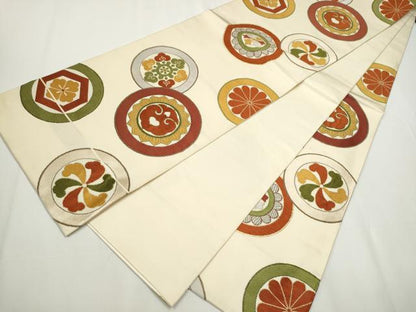 平和屋着物●六通柄　本袋帯　唐織　花丸文　金糸　正絹　逸品　CAAY2514hy