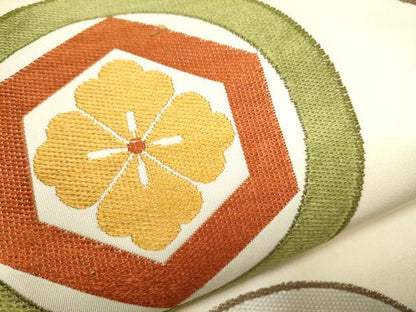 平和屋着物●六通柄　本袋帯　唐織　花丸文　金糸　正絹　逸品　CAAY2514hy