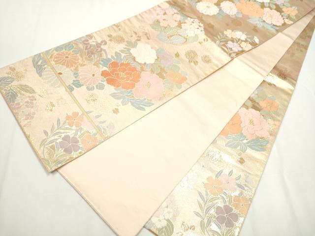 平和屋着物●六通柄袋帯 唐織 草花文 金銀糸 正絹 逸品 CAAY2515hy