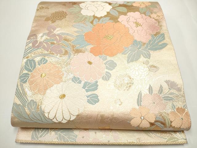平和屋着物●六通柄袋帯 唐織 草花文 金銀糸 正絹 逸品 CAAY2515hy