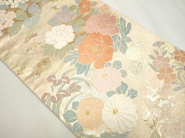 平和屋着物●六通柄袋帯 唐織 草花文 金銀糸 正絹 逸品 CAAY2515hy