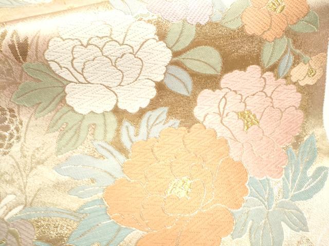 平和屋着物●六通柄袋帯 唐織 草花文 金銀糸 正絹 逸品 CAAY2515hy