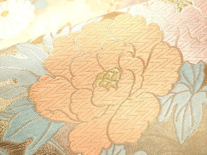 平和屋着物●六通柄袋帯 唐織 草花文 金銀糸 正絹 逸品 CAAY2515hy