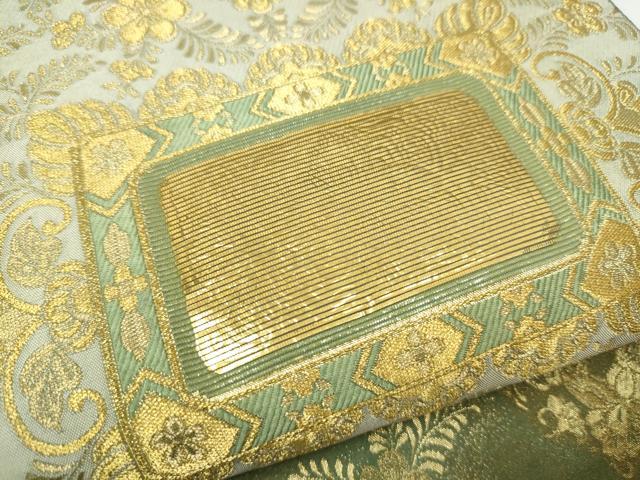 平和屋着物●六通柄袋帯　黄金伝説　花は彩之文　純金厚板彫金　正絹　逸品　CAAY2533hy