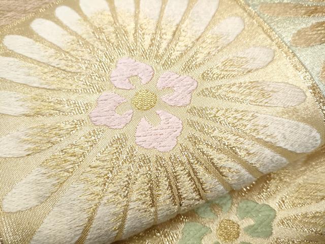平和屋着物●六通柄袋帯　唐織　亀甲花文　金糸　正絹　逸品　CAAY2537hy