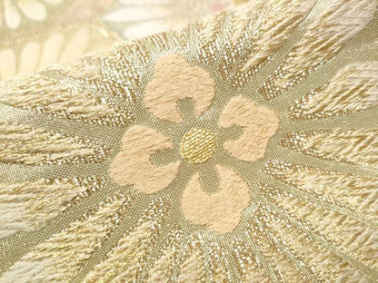 平和屋着物●六通柄袋帯　唐織　亀甲花文　金糸　正絹　逸品　CAAY2537hy
