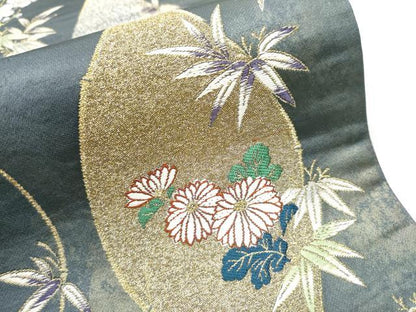 平和屋着物●六通柄袋帯　縦枠花文　金銀糸　引箔　正絹　逸品　CAAY2545hy