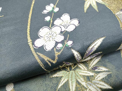 平和屋着物●六通柄袋帯　縦枠花文　金銀糸　引箔　正絹　逸品　CAAY2545hy