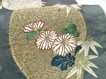 平和屋着物●六通柄袋帯　縦枠花文　金銀糸　引箔　正絹　逸品　CAAY2545hy