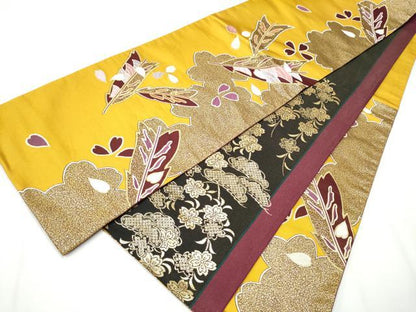 平和屋着物●六通柄袋帯　舞花文　金糸　正絹　逸品　CAAY2546hy