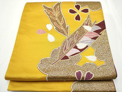 平和屋着物●六通柄袋帯　舞花文　金糸　正絹　逸品　CAAY2546hy