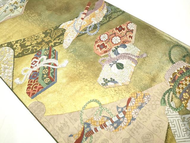 平和屋着物●六通柄袋帯　唐織　文箱草花文　金銀糸　引箔　正絹　逸品　CAAY2549hy