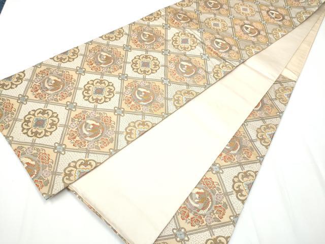 平和屋着物●六通柄袋帯 唐織 菱天井鳳凰花唐草文 正絹 逸品 CAAY2559hy