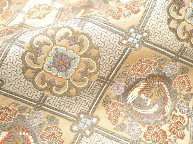 平和屋着物●六通柄袋帯 唐織 菱天井鳳凰花唐草文 正絹 逸品 CAAY2559hy