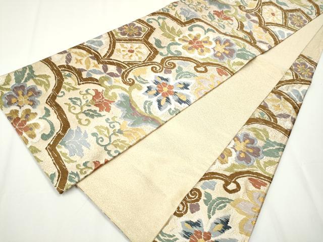 平和屋着物●六通柄袋帯 唐織 花唐草文 金糸 正絹 逸品 CAAY2564hy