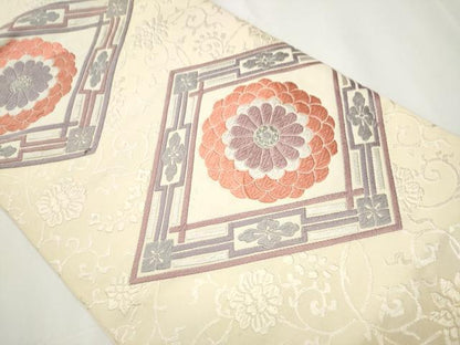 平和屋着物●六通柄　本袋帯　唐織　菱菊文　正絹　逸品　CAAY2568hy