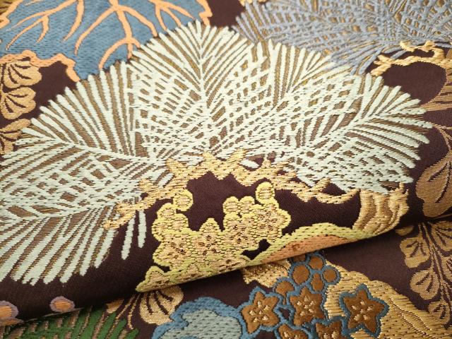 平和屋着物●ファッションデザイナー 花井幸子　六通柄袋帯　唐織　草花文　金糸　正絹　逸品　CAAY2574hy