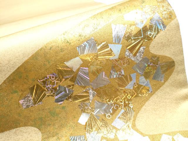 平和屋着物●太鼓柄袋帯 流水箔散らし文 金銀彩 正絹 逸品 CAAY2583hy