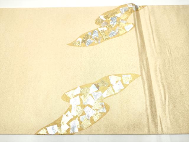 平和屋着物●太鼓柄袋帯 流水箔散らし文 金銀彩 正絹 逸品 CAAY2583hy