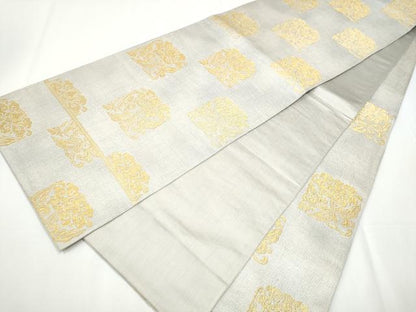 平和屋着物●六通柄袋帯 花唐草文 金糸 正絹 逸品 CAAY2588hy