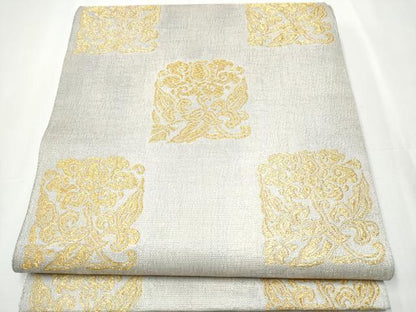 平和屋着物●六通柄袋帯 花唐草文 金糸 正絹 逸品 CAAY2588hy