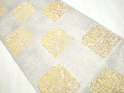 平和屋着物●六通柄袋帯 花唐草文 金糸 正絹 逸品 CAAY2588hy
