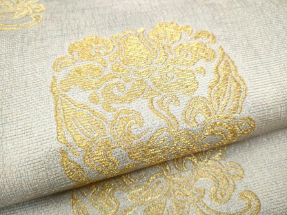 平和屋着物●六通柄袋帯 花唐草文 金糸 正絹 逸品 CAAY2588hy