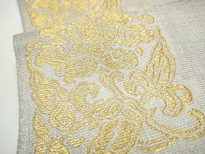 平和屋着物●六通柄袋帯 花唐草文 金糸 正絹 逸品 CAAY2588hy
